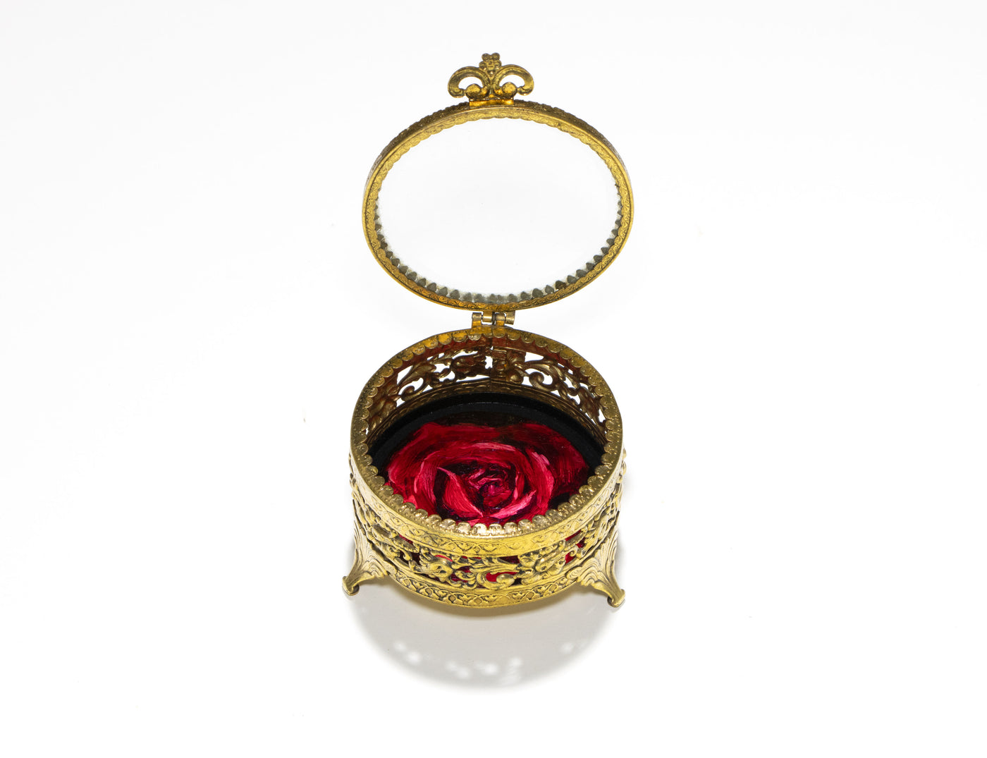 Round Red Rose Jewely Box